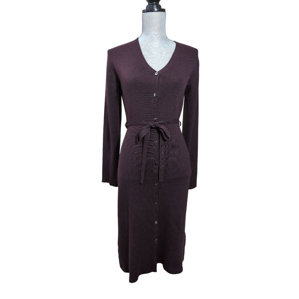 Wallis Duster Cardigan Womens 12 Purple Minimalist Career Button‎ Front Belted